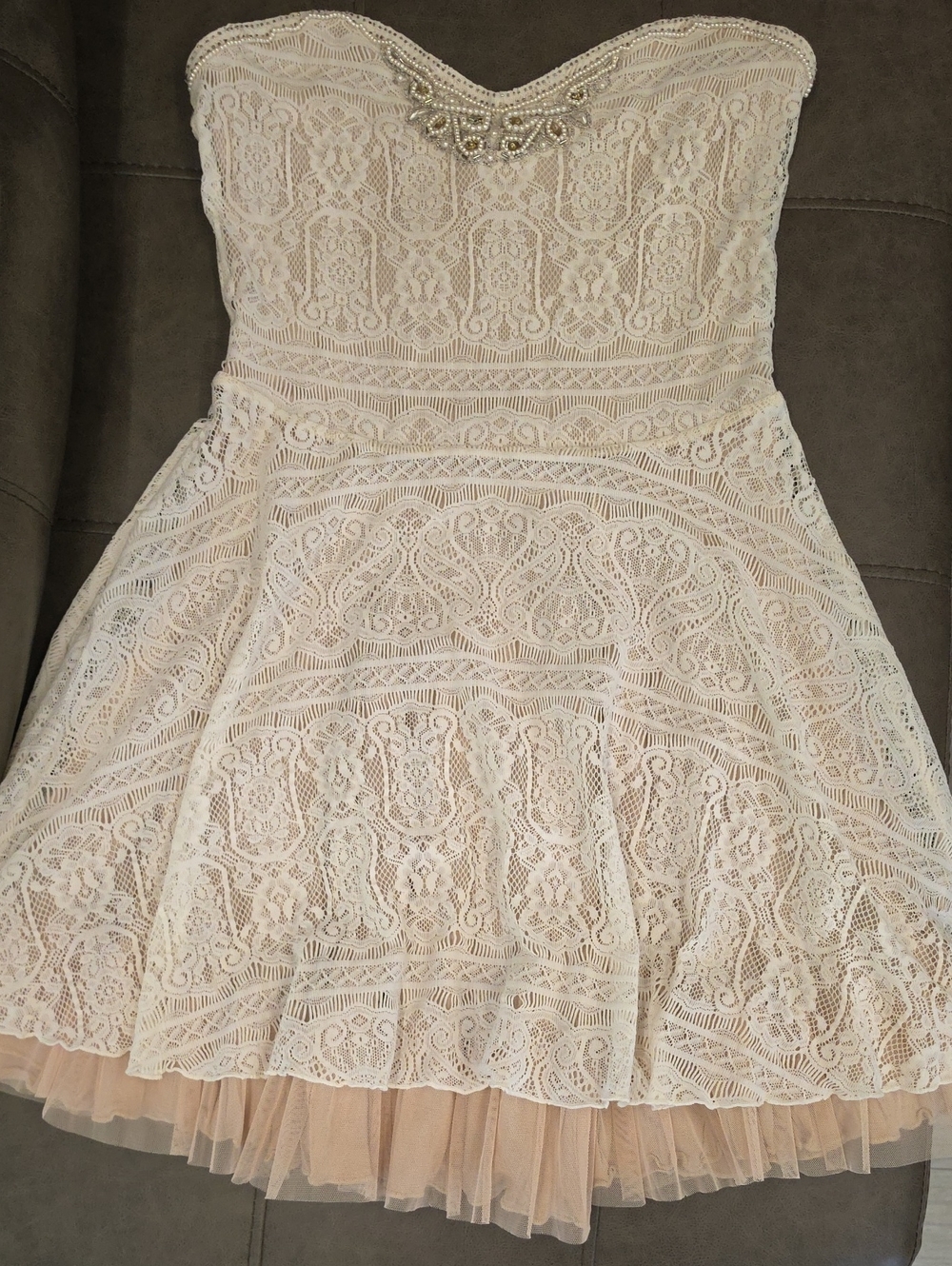 HAND BEADED LACE, VINTAGE BALLERINA, COCKTAIL DRESS", BY "FREE PEOPLE" - Picture 16 of 17